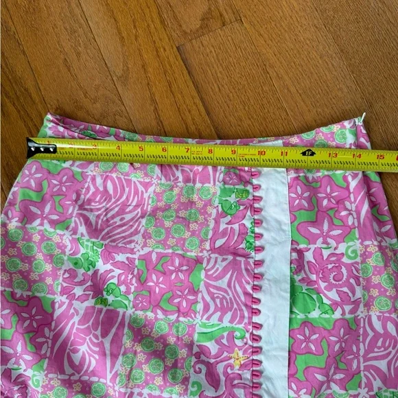Lilly Pulitzer size 2 Faux Wrap Skirt Skort Pink Green - Picture 8 of 9